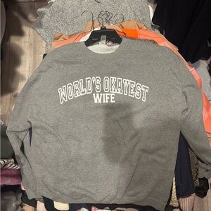 Gray World's Okayest Wife Sweatshirt